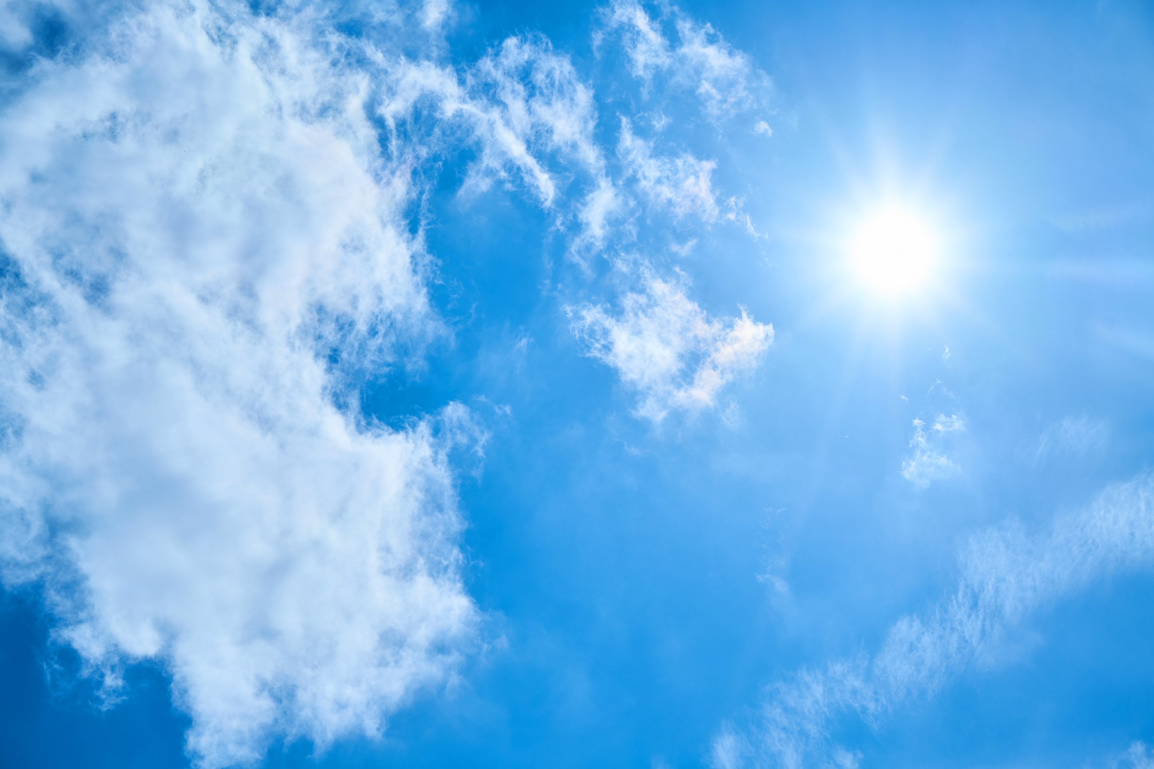 Blue Sky With Clouds In A Sunny Day